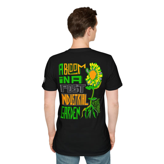 Floral Eco-Punk Tee - 'A Bloom in a Post-Industrial Garden'