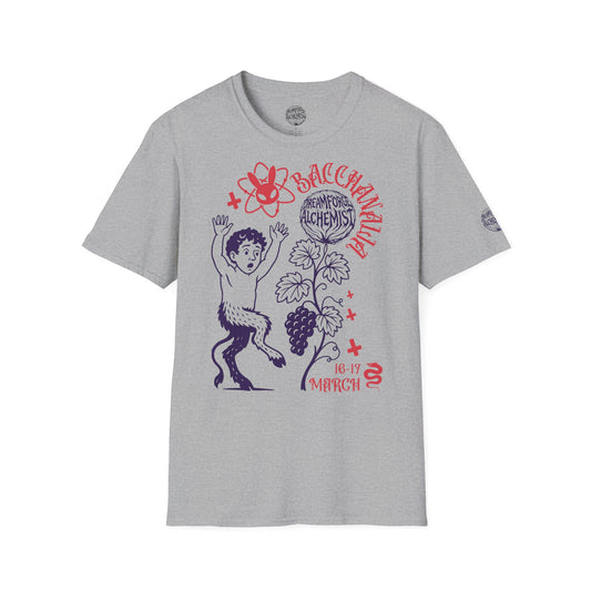 Bacchanal Brew Grape T-Shirt | Hand-Drawn Wine Graphic Tee | Folk Art Apparel