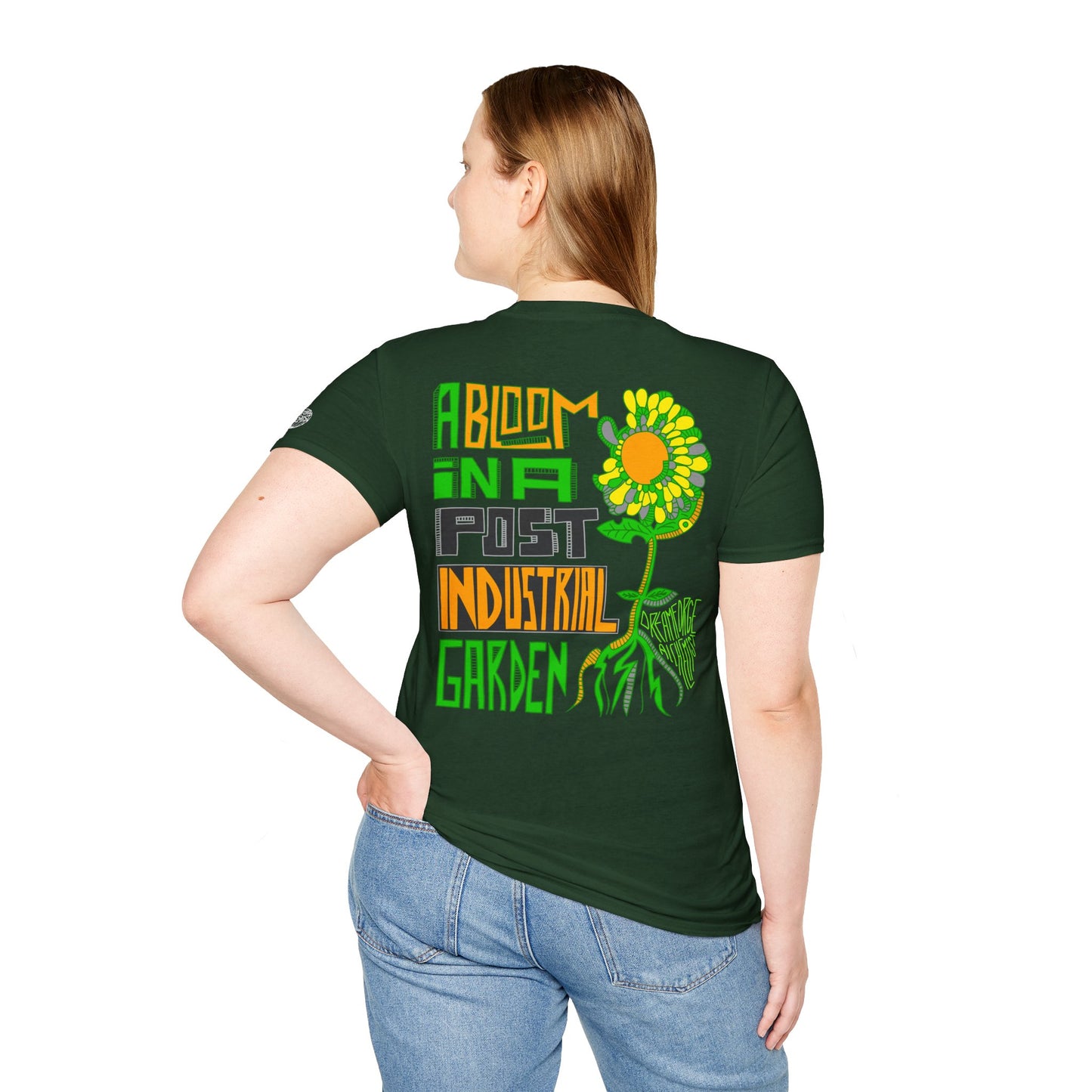 Floral Eco-Punk Tee - 'A Bloom in a Post-Industrial Garden'