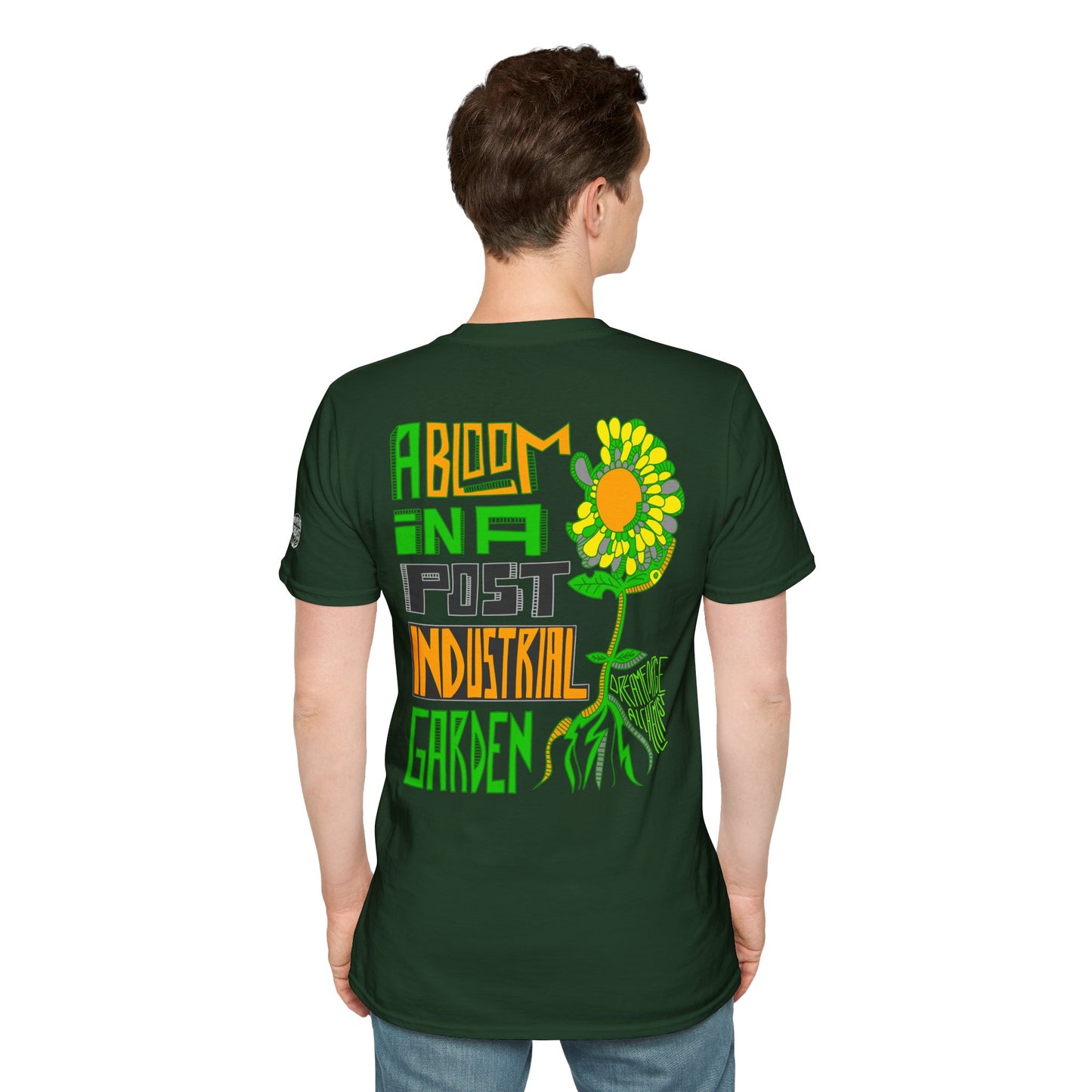 Floral Eco-Punk Tee - 'A Bloom in a Post-Industrial Garden'