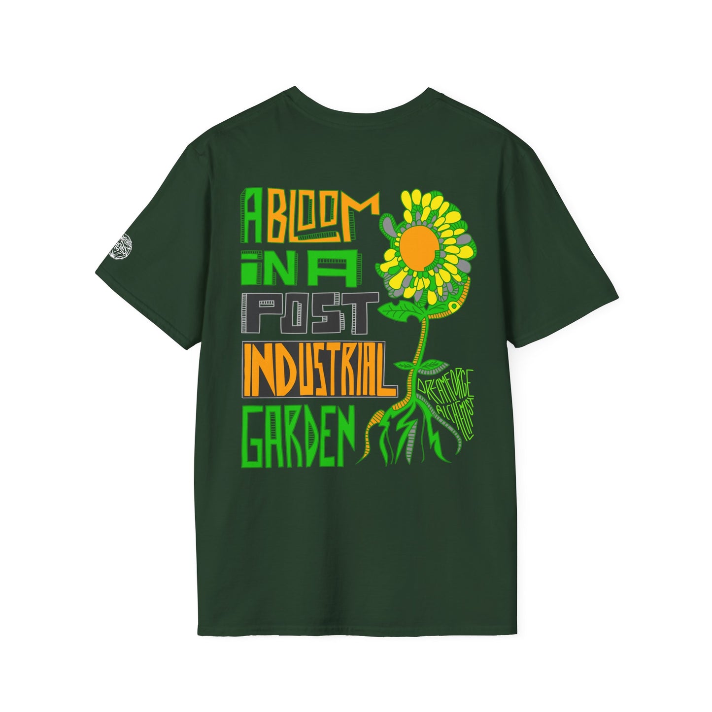 Floral Eco-Punk Tee - 'A Bloom in a Post-Industrial Garden'
